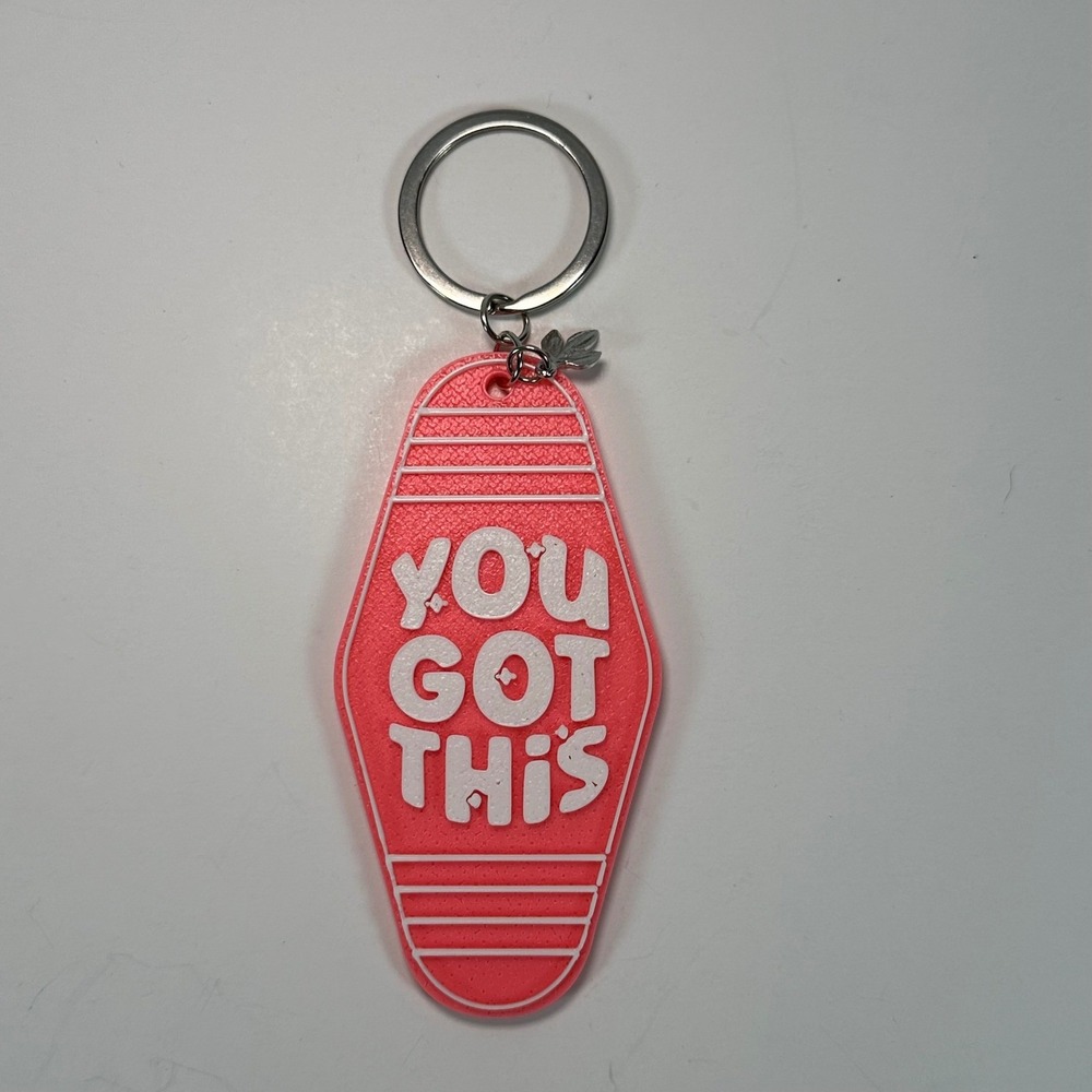 You Got This Retro Motel Style Keychain Pink Motivational Charm Keychain
